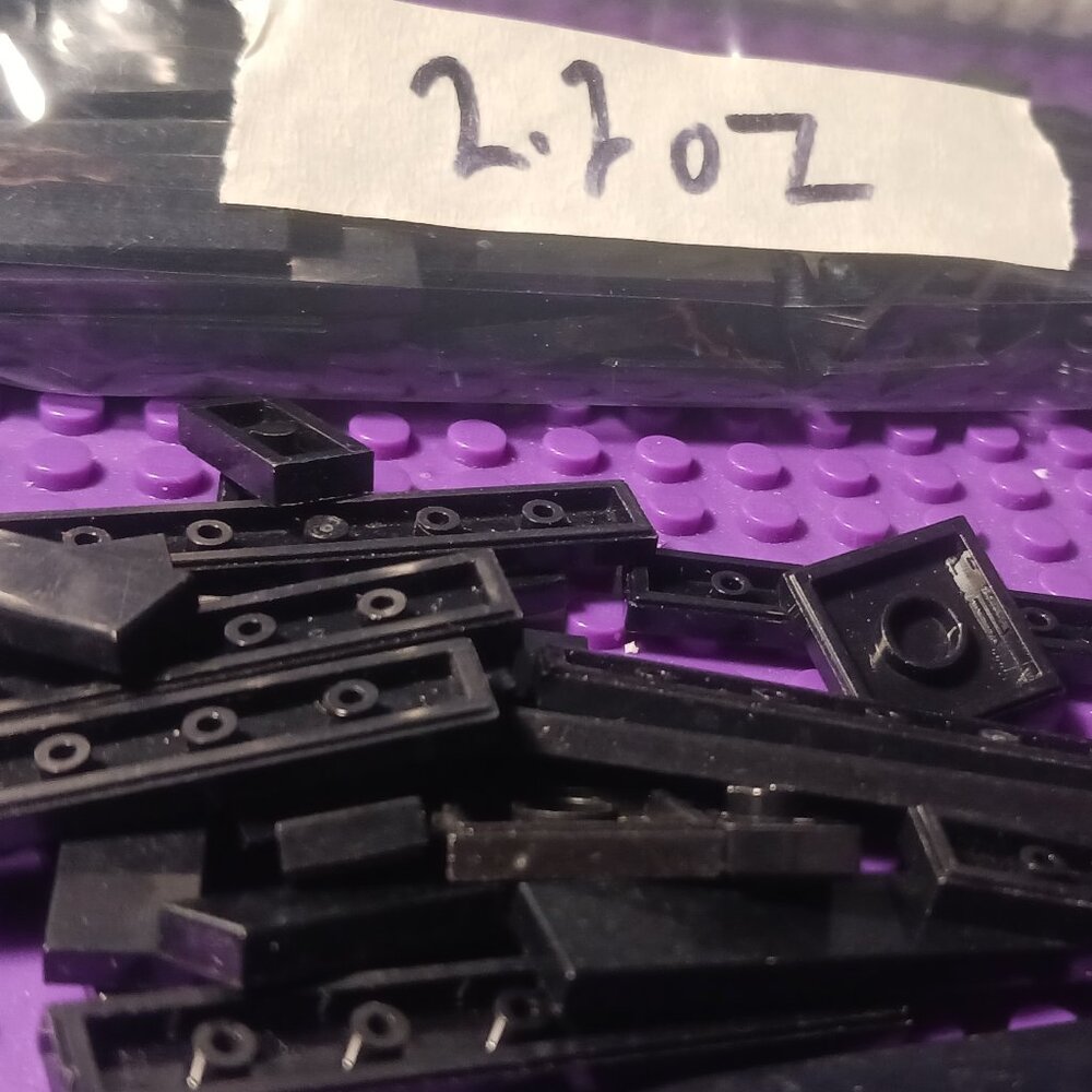 Lego - 2.2 oz - Black Tile Pieces 2x4 and 1x4 etc